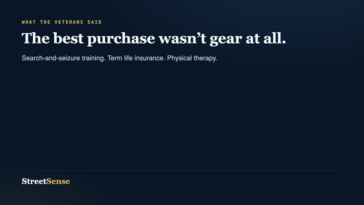The best purchase was not gear: training, insurance, physical therapy