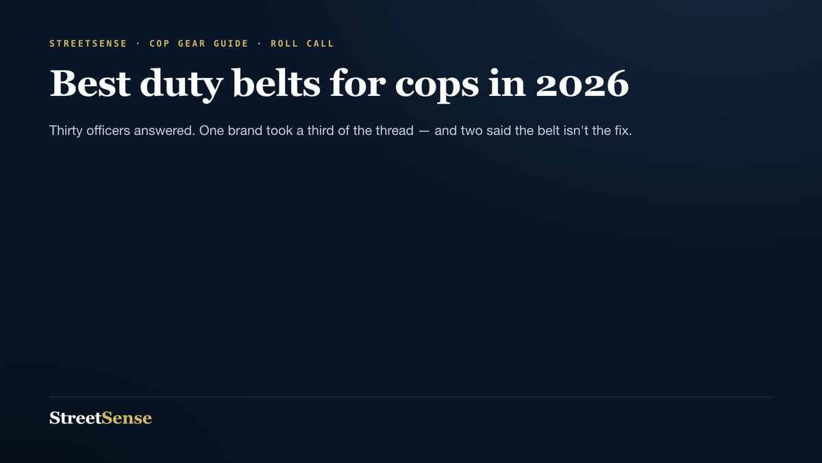 Best duty belts for cops in 2026 — Thirty officers answered. One brand took a third of the thread — and two said the belt isn't the fix.